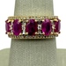  14K Yellow Gold, Red Oval Stone & Diamond Band Ring