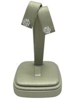 New 14K White Gold & Lab 1cttw Diamond Cluster Stud Earrings