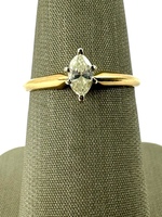  14K Yellow Gold Marquise Diamond Solitaire Ring 