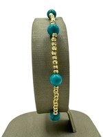  14K Yellow Textured Gold and Turquoise Beads Bracelet