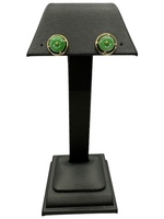14K Yellow Gold Round Jade Bezel Earrings 