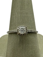  10K White Gold .50cttw Diamond Halo Ring with Certificate