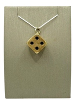  14K Yellow Gold 3D Die/Dice Cube Pendant