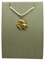 14K Yellow Gold Headscarf Man Colored Stones & Diamond Face Pendant 