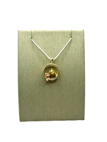  14K Two-Tone Hummingbird & Flower Circle Pendant 
