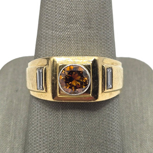  18K Yellow Gold .97ct Fancy Deep Brownish Yellowish Orange Diamond Ring