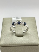  10K WG Sapphire & Diamonds Ring