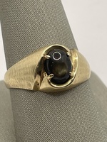  14K YG Browm/Black Sapphire Ring