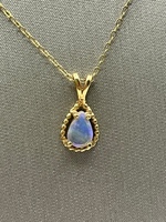  14K Yellow Gold Necklace with Pear Opal Pendant