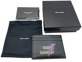Saint Laurent lightning Paris print cardholder