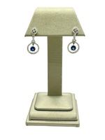  18K White Gold Diamond & Sapphire Circular Drop Earrings 