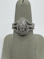  10K White Gold Pear Shaped Diamond 1.33ctw Cluster Ring