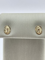  14K Yellow Gold Saint Mary Oval Earrings