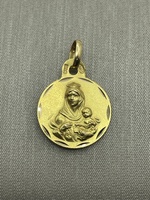  18K Yellow Gold Jesus & Mary Double Sided Pendant