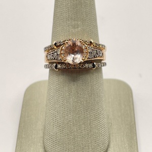  14K Rose Gold Chocolate Diamond & Morganite Wedding Set (3)