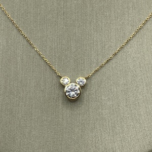  14K Yellow Gold Disney Mickey CZ Necklace 18"