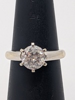  14K WG Diamond 1.2CT Salt & Pepper Solitaire Ring. Sz 4.5.