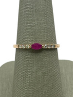  14K Rose Gold, Ruby & Diamond Band Ring