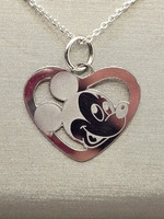  Sterling Silver Mickey Heart Necklace