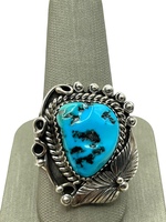  Native American Sterling Signed "J" Turquoise Ring