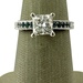  GIA Cert. 14k White Gold Square Cut Diamond and Blue Stones Ring 
