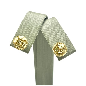  14K Yellow Gold Hollow Etched Ball Earrings