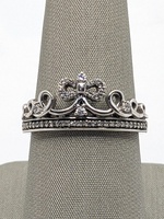  Disney Silver & Diamond Crown Bow Ring