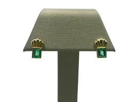  18K Yellow Gold Emerald Earrings with Certification