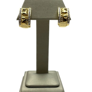  14K Yellow Gold & Diamonds Elephants Half Hoop Earrings