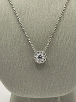 18K White Gold Diamond .35ctw Cluster Necklace 20" 3.4grams