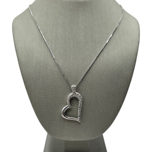  14K White Gold Diamond Heart Necklace