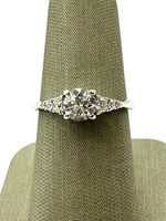  18K White Gold & .82cttw Diamond with side Diamonds Ring