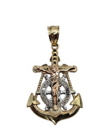  14K Tri-tone Anchor Crucifix Pendant