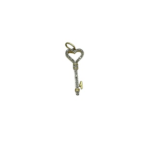  10K Yellow Gold Heart Diamond Key Pendant Charm