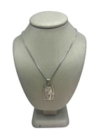  14K White Gold Box Chain with Praying Child Pendant 
