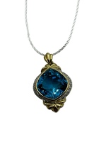 14K Yellow Gold, Diamond & Blue Stone Pendant