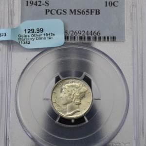 PCGS Certified MS 65 FB Graded 1942 Year Mercury Dimes (1916-1945)
