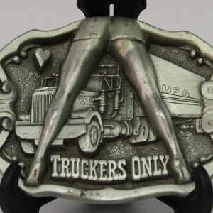 USA Truckers Only Classic Belt Buckle _ American Western Silver Vintage Buckle
