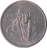 1977 Mexico 100 Cien Pesos Silver Coin 