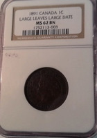 NGC 1891 Canada 1C Large Leaves Large Date MS 62 BN
