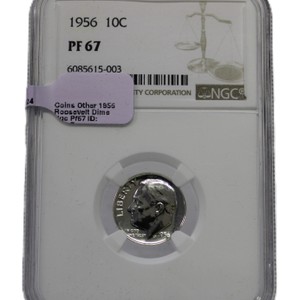 1956 10c ROOSEVELT DIME - NGC GRADED PF 67