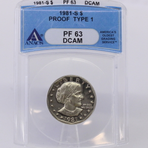 ANACS 1981 S $1 PF63 DCAM