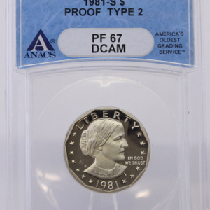 ANACS 1981 S $1 PF67 DCAM
