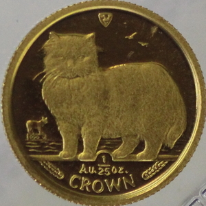 1989 Isle of Man 1/25th troy oz gold Cat coin