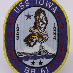 USS Iowa BB-61 USN United States Navy Patch represents an iconic WWII battleship