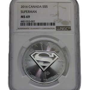 NGC MS69 Superman Canada $5 Silver 1 toz .999 Silver