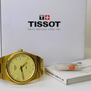 Tissot PRX Watch T137410A Gold Tone Gold Dial Swiss Quartz Men's