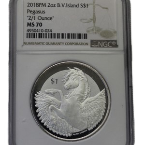 2018 PEGASUS HIGH RELIEF BRITISH VIRGIN ISLANDS NGC MS70 