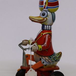  Wind up tin duck, on tricycle with all working parts, made in West Germany