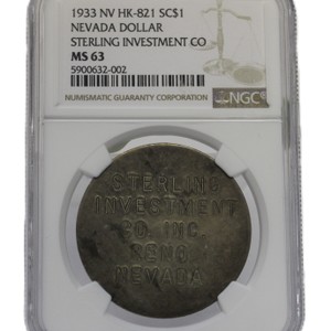 NGC 1933 NV HK-821 SC$1 Nevada Dollar Sterling Investment Co MS 63